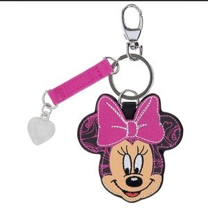 DISNEY WORLD Official Keychain Keyring Bag Purse Charm Minnie Mouse Face NEW